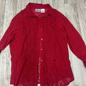 Bill Blass Red Lace Blouse